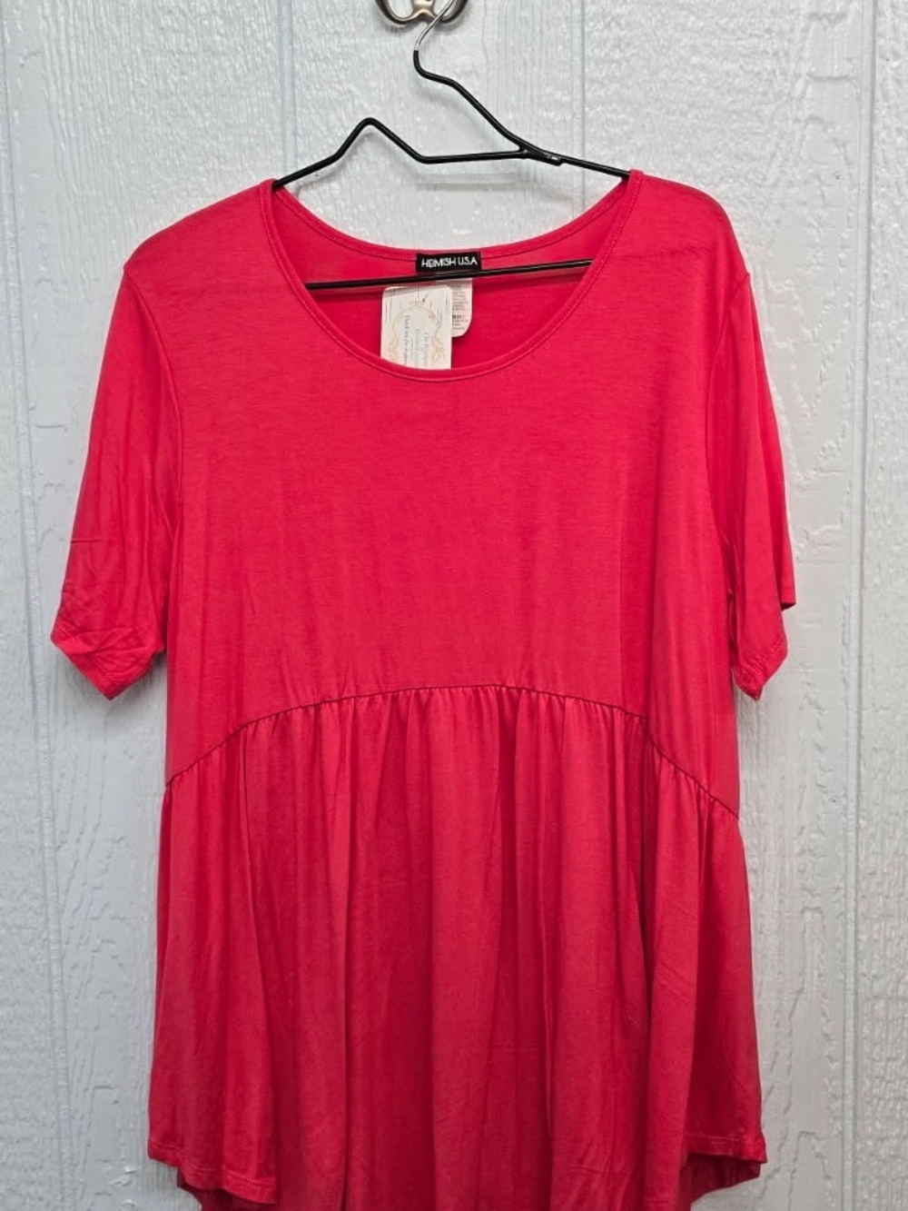 New 2X HEIMISH USA Coral Short Sleeve Babydoll Tunic